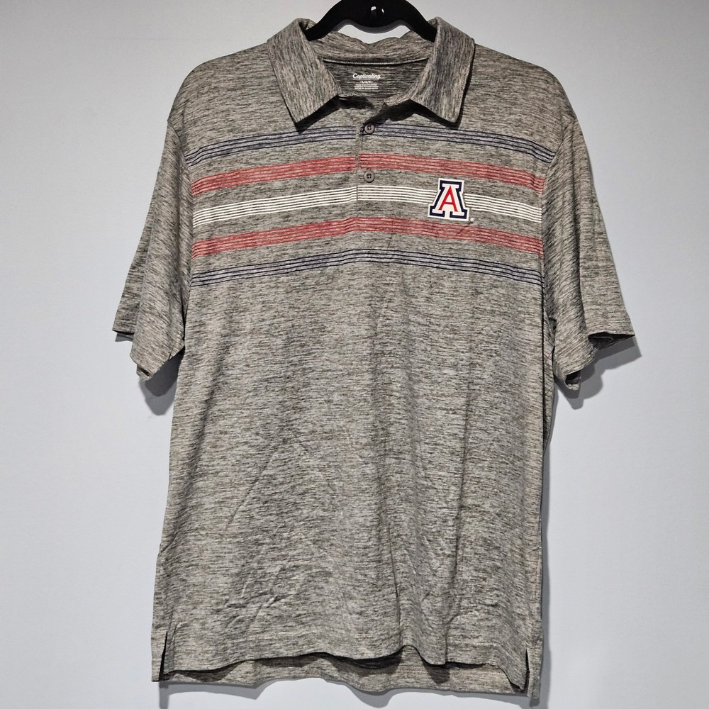 Captivating Mens‎ Gray Heathered Arizona Wildcats Polo Shirt Large